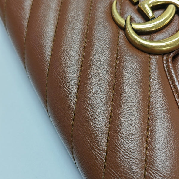 GG Marmont Mini Quilted Calfskin Brown