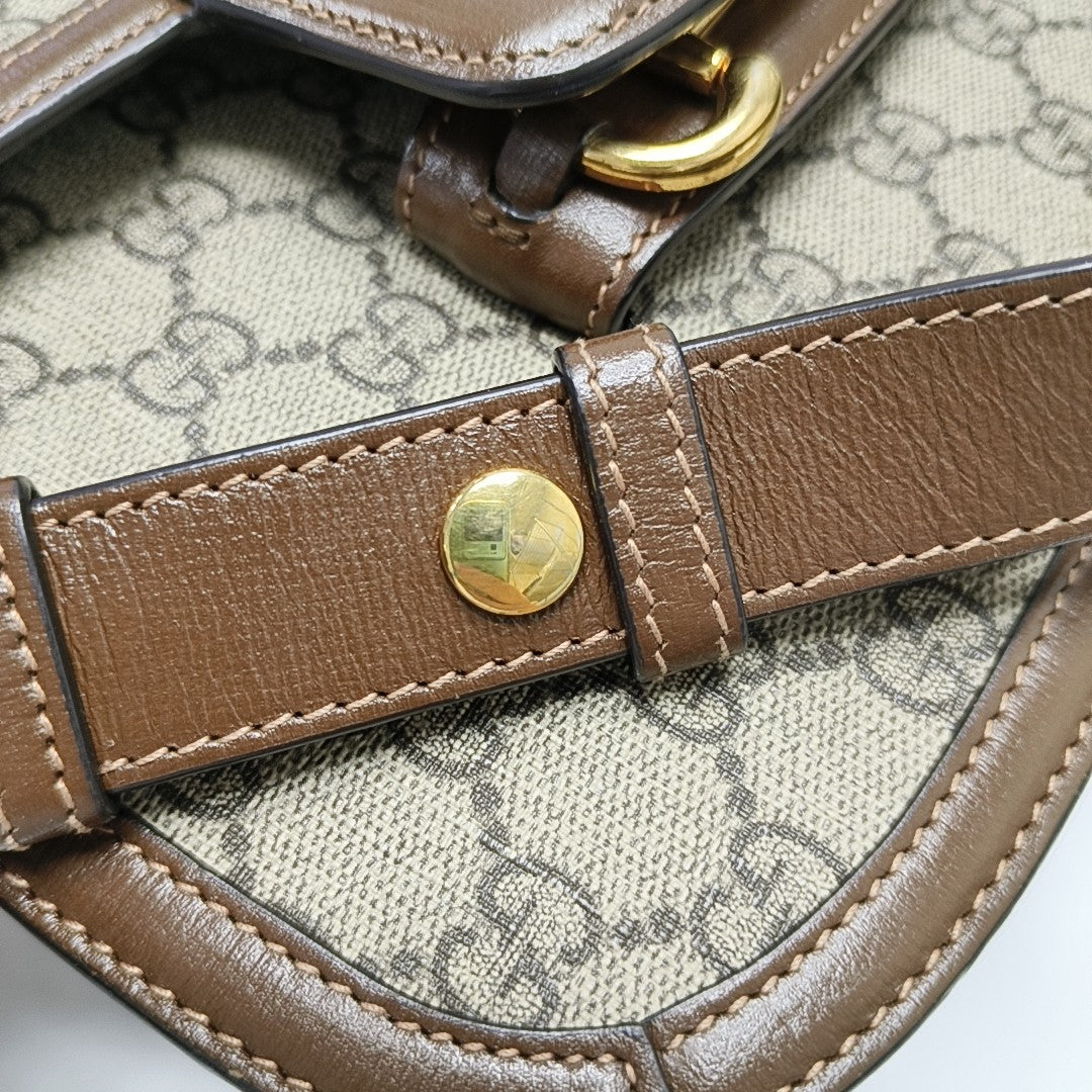 Horsebit 1955 Medium Monogram Coated Canvas Beige