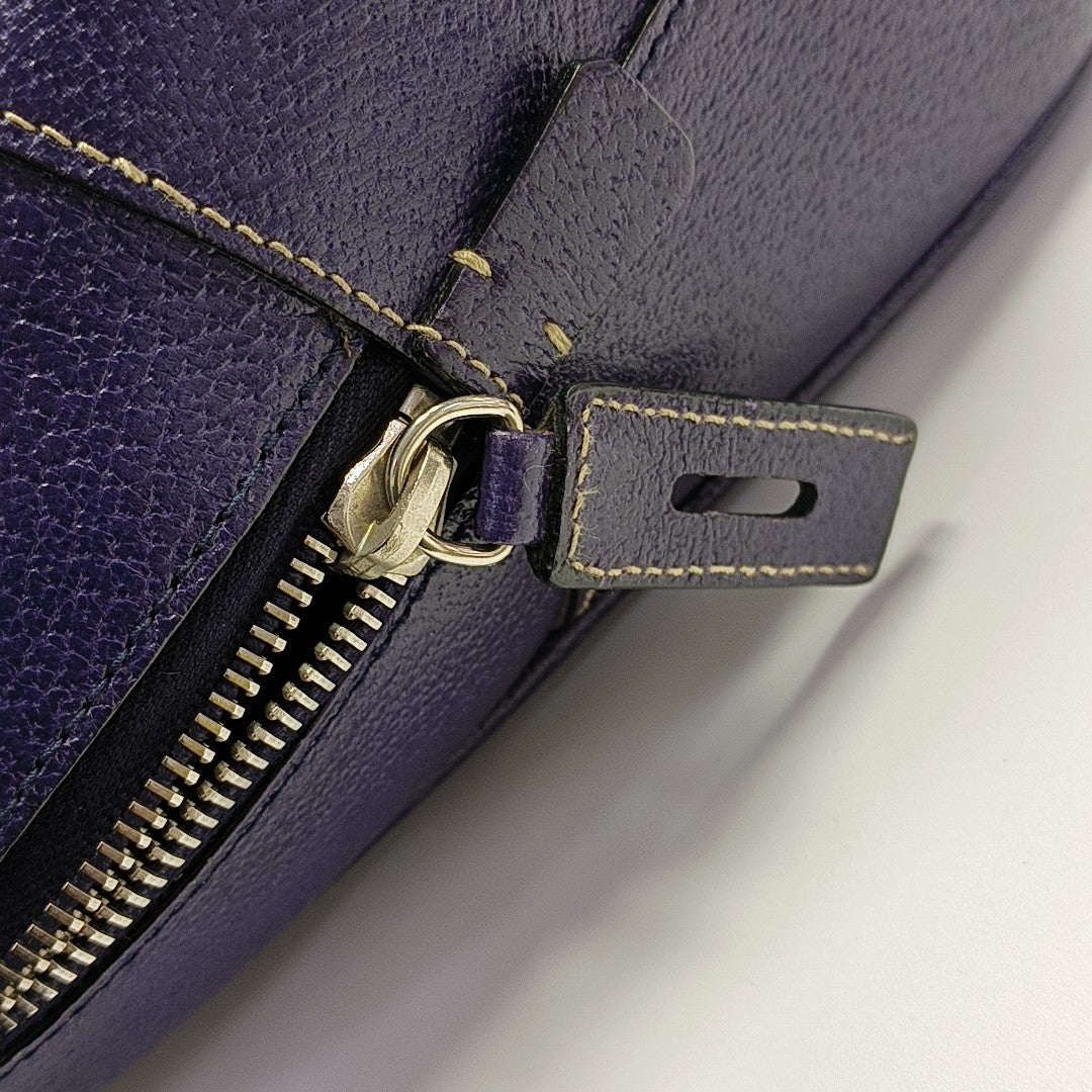 Calfskin Top Handle Bag Purple
