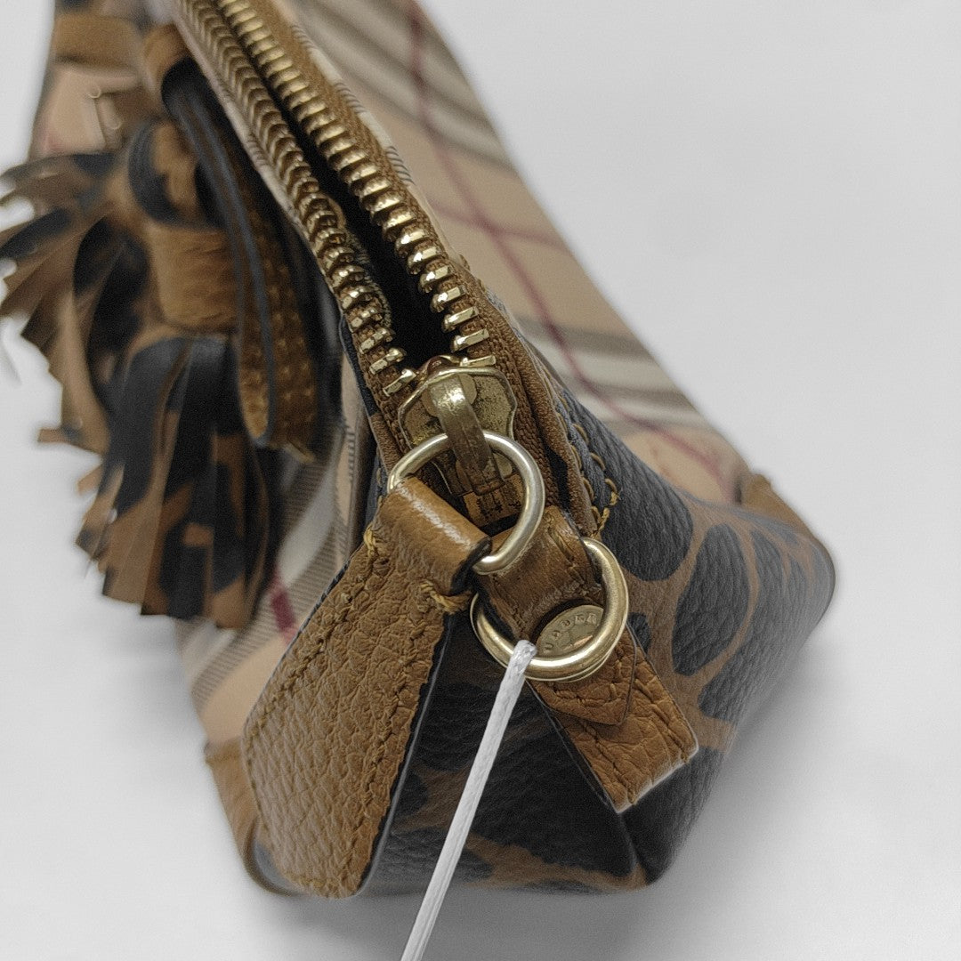 Coated Canvas Shoulder Bag Brown