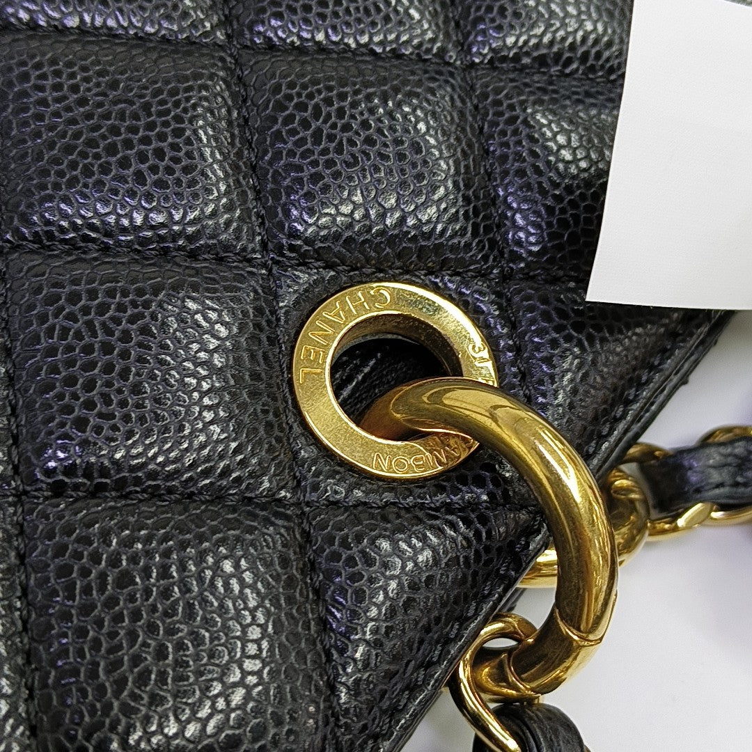CHANEL GST Large Quilted Grained Calfskin Black