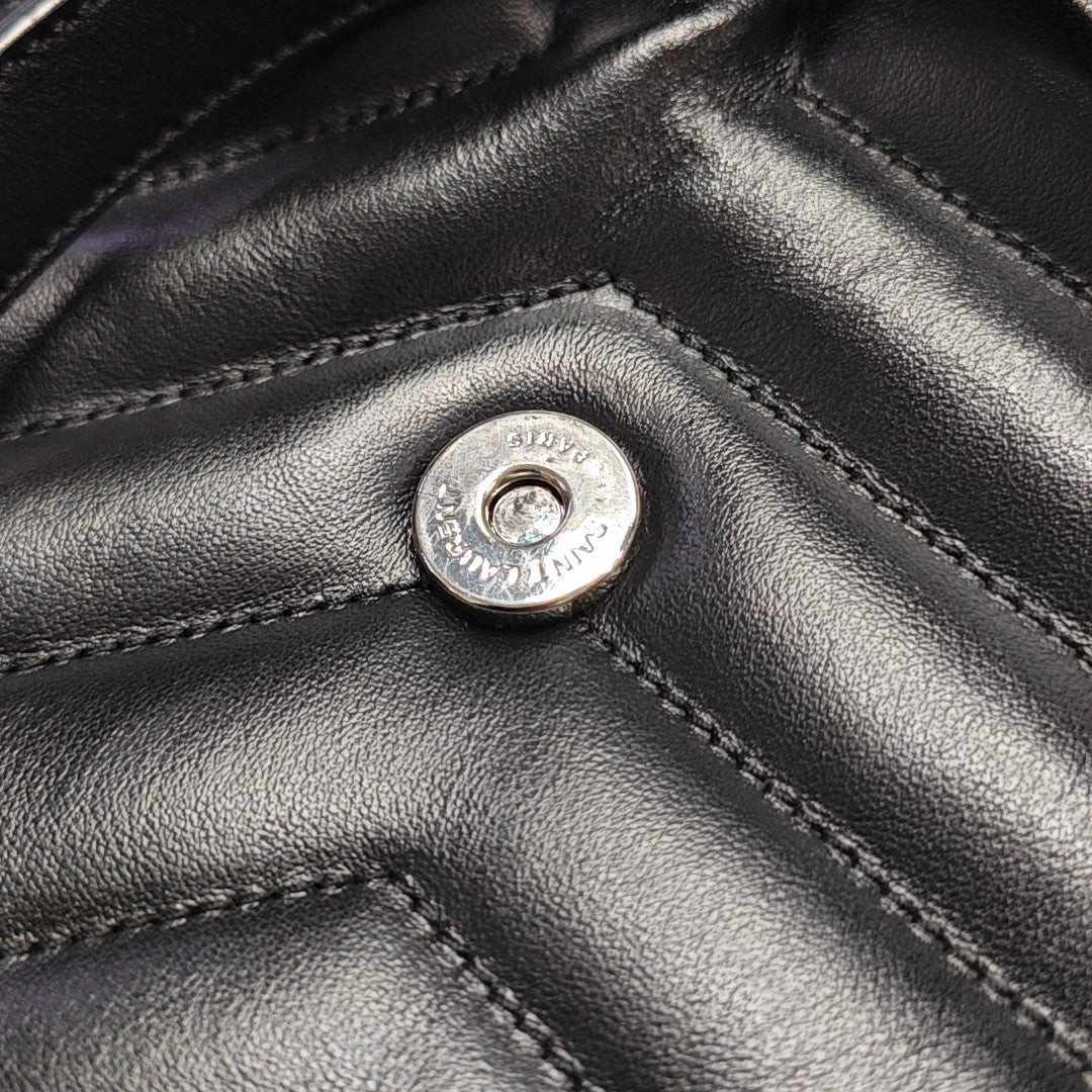 Chevron Leather Tote Bag Black