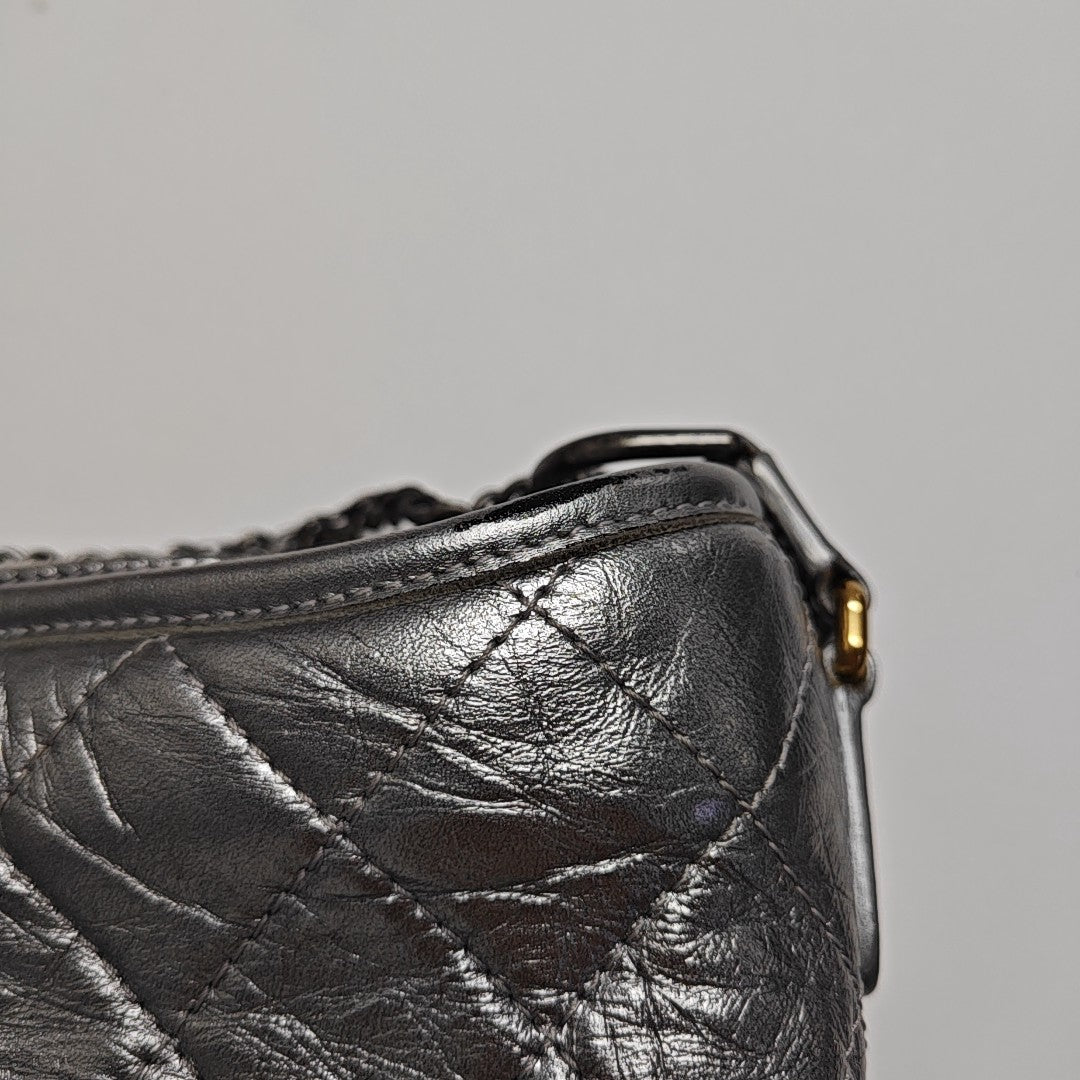 GABRIELLE Medium Quilted Calfskin Silver
