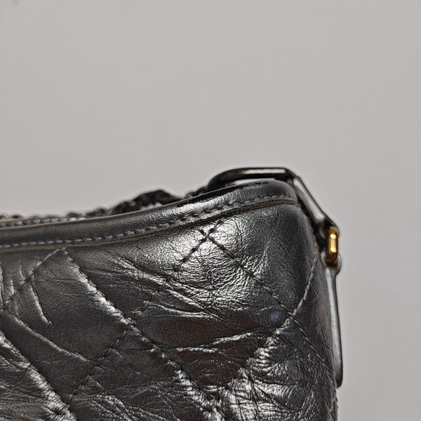 GABRIELLE Medium Quilted Calfskin Silver