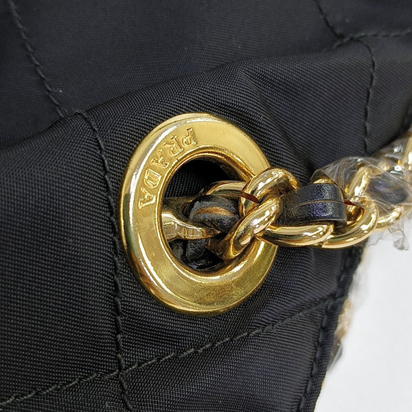 Quilted Nylon Shoulder Bag Black