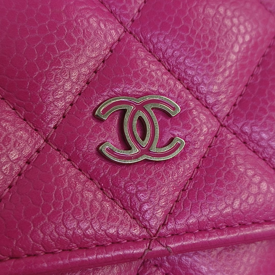 Quilted Grained Calfskin Wallet Red