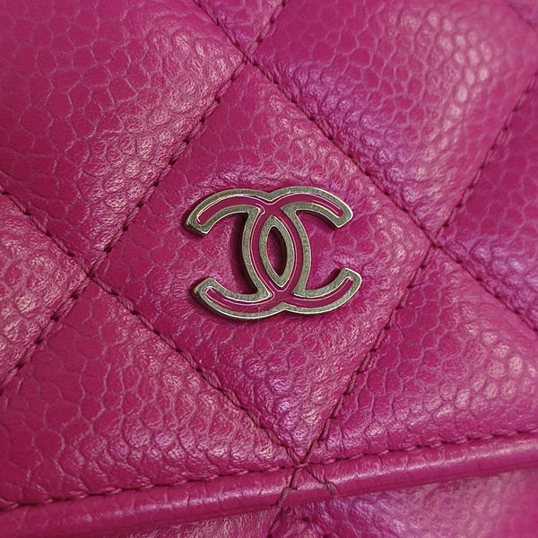 Quilted Grained Calfskin Wallet Red