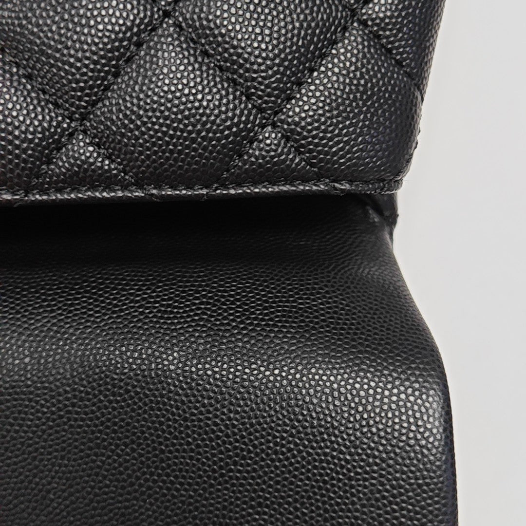 COCO HANDLE Small Quilted Grained Calfskin Black