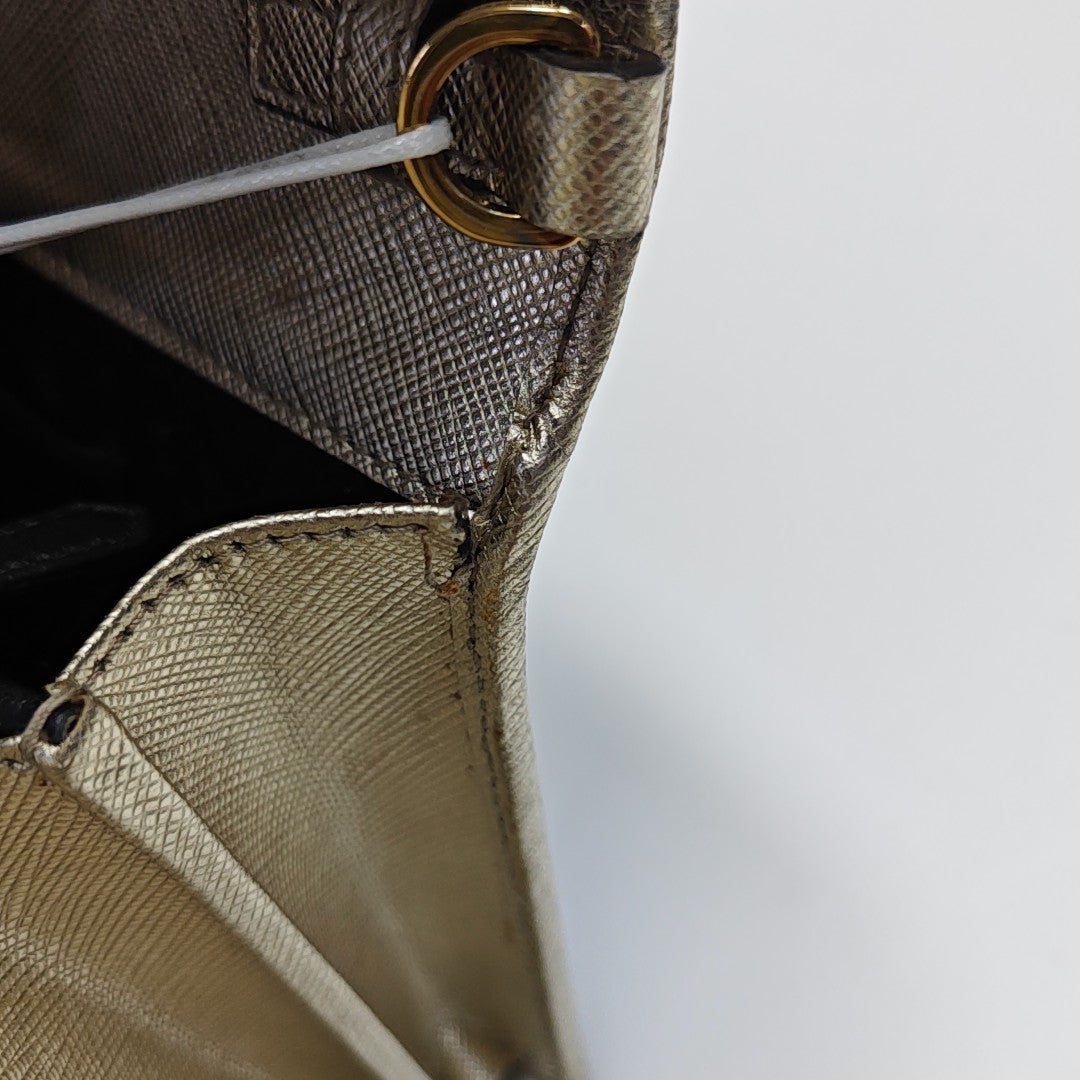 Saffiano Calfskin Shoulder Bag Gold