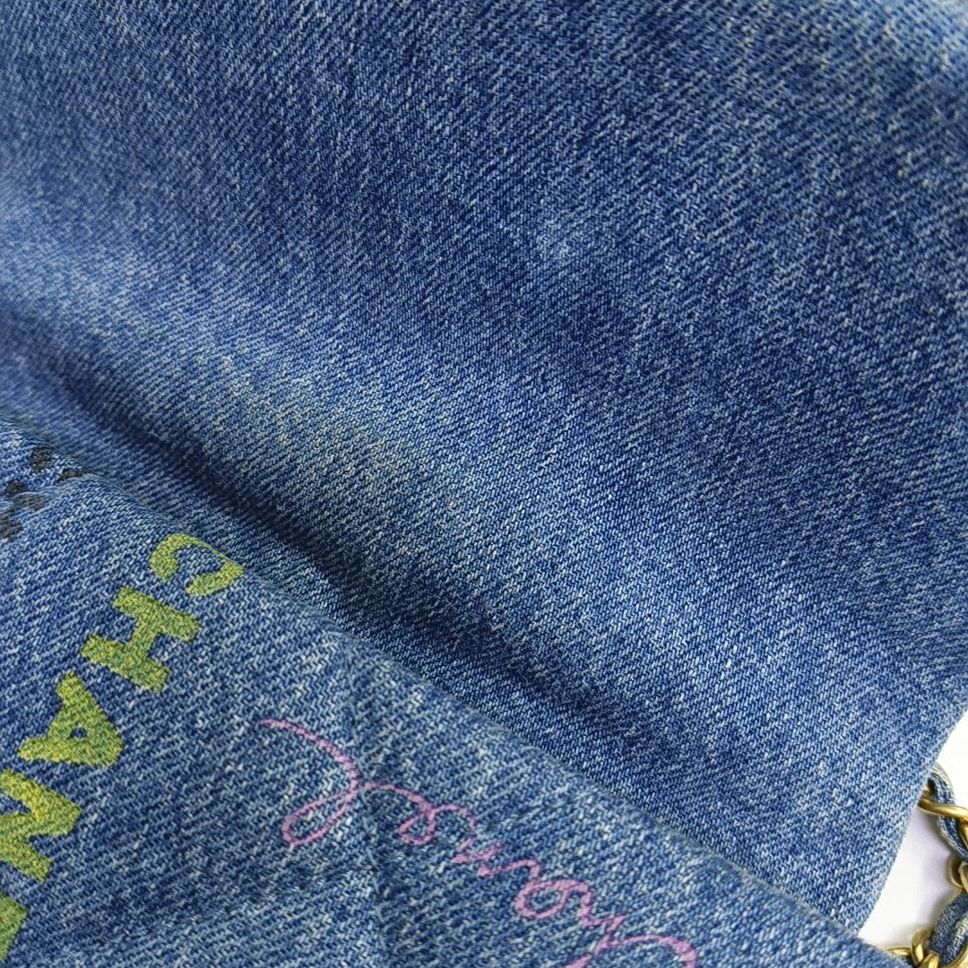 CLASSIC FLAP Mini Quilted Denim Blue