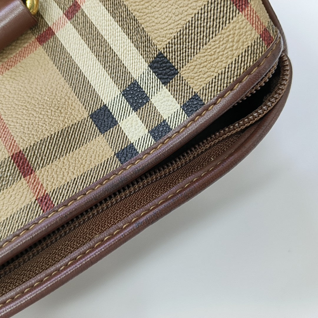 Coated Canvas Top Handle Bag Beige
