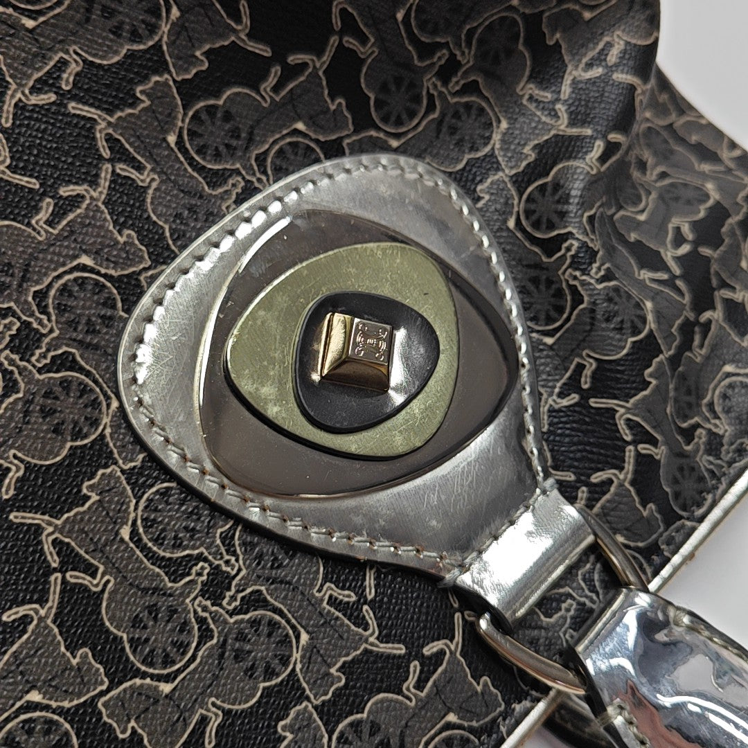 Coated Canvas Top Handle Bag Gray