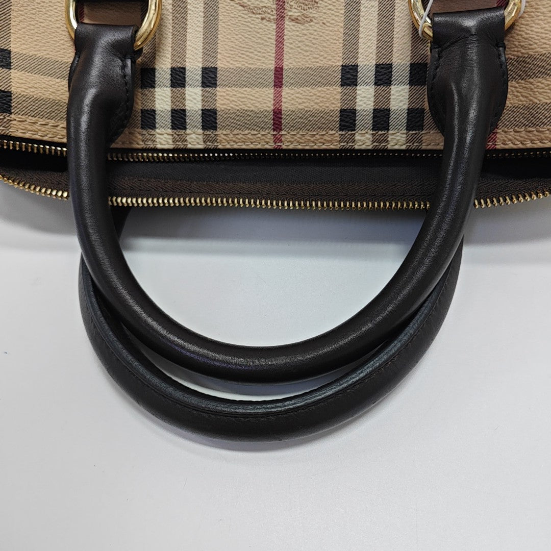 Coated Canvas Top Handle Bag Beige