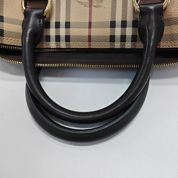 Coated Canvas Top Handle Bag Beige