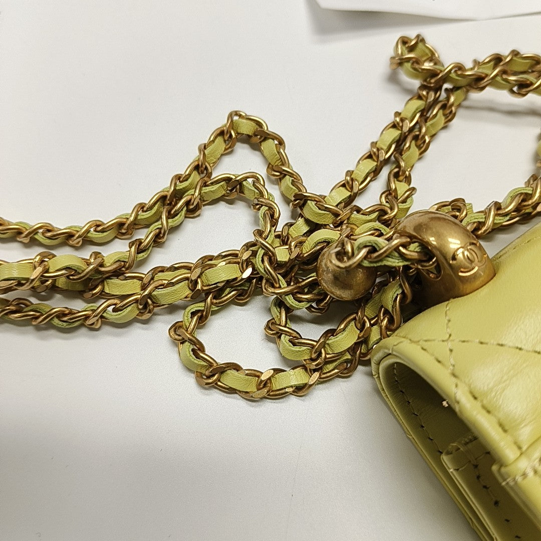 Quilted Calfskin Shoulder Bag Yellow