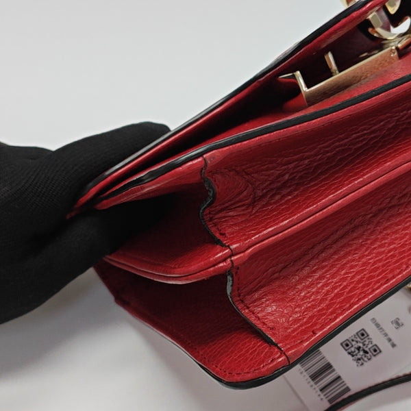 Interlocking G Small Calfskin Red