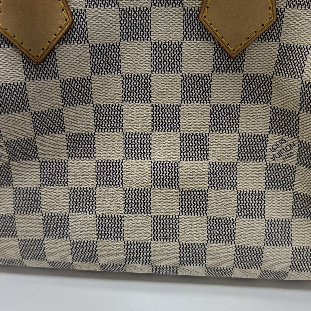 SPEEDY 25 Damier Azur Coated Canvas White