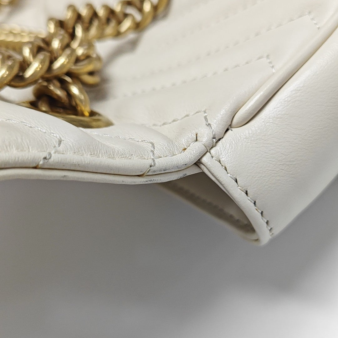 GG Marmont Medium Quilted Calfskin White