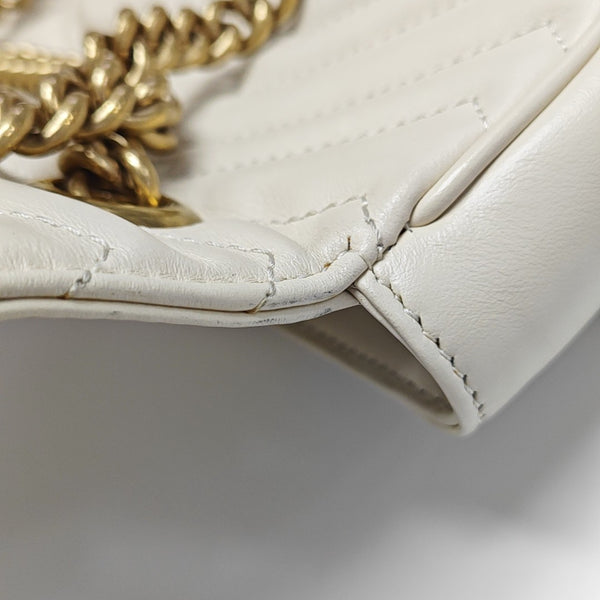 GG Marmont Medium Quilted Calfskin White