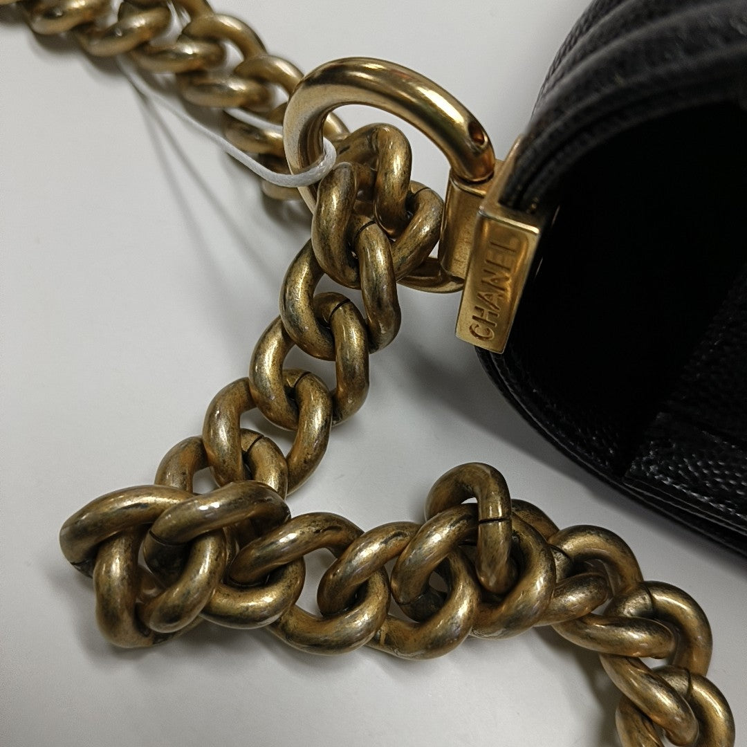 BOY CHANEL Medium Quilted Grained Calfskin Black
