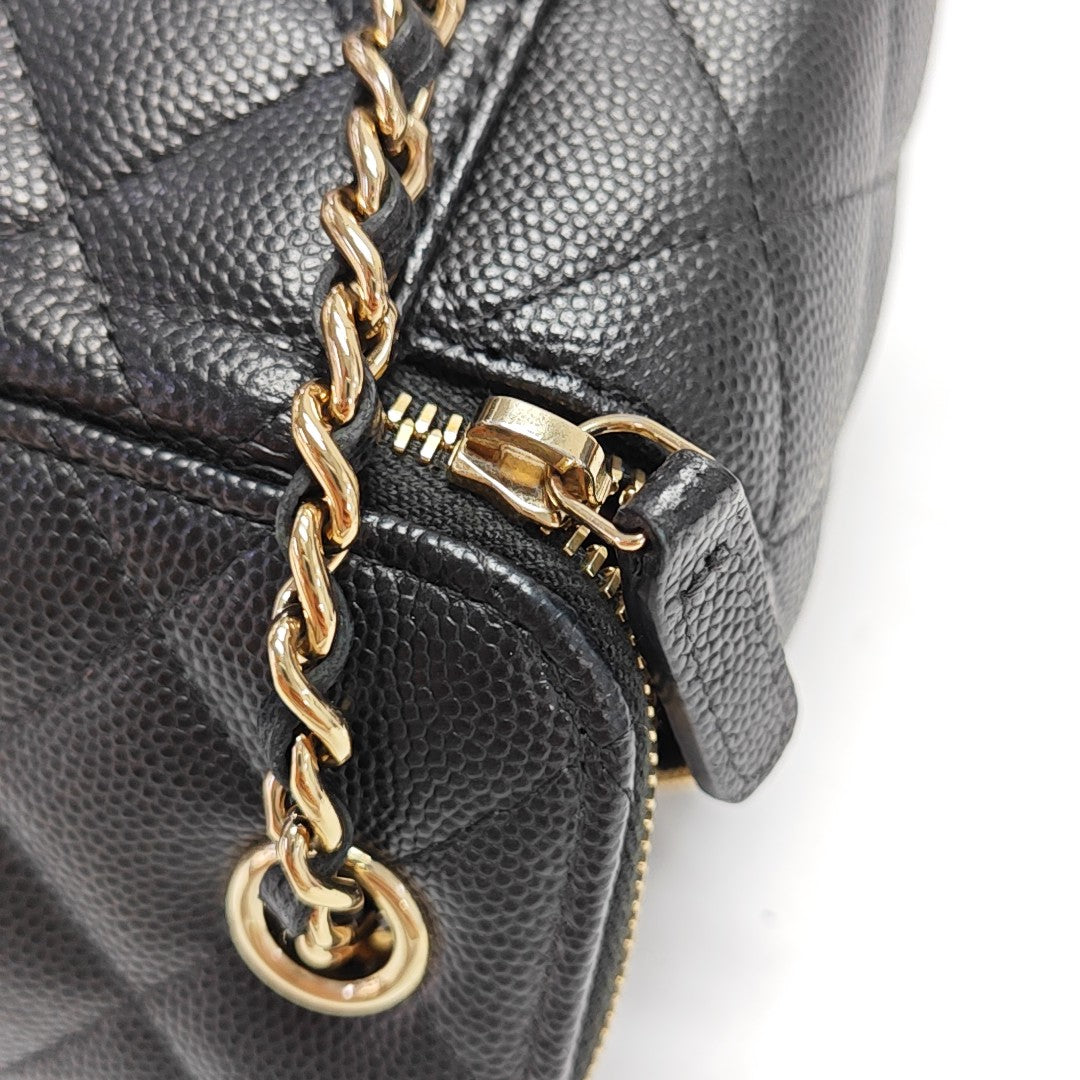 VANITY CASE Mini Quilted Grained Calfskin Black