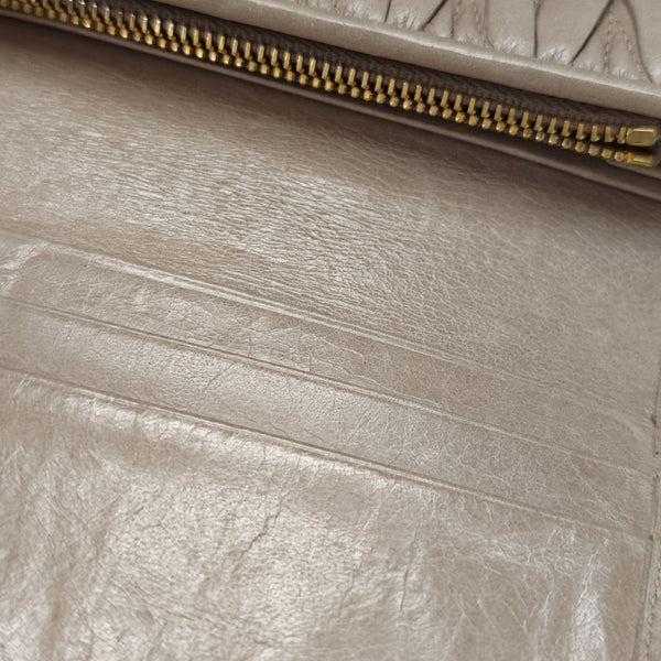 Quilted Lambskin Wallet Beige