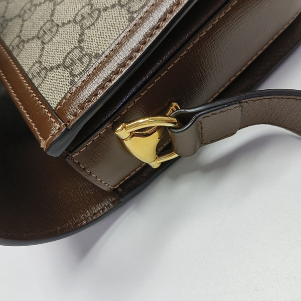 Horsebit 1955 Medium Monogram Coated Canvas Beige