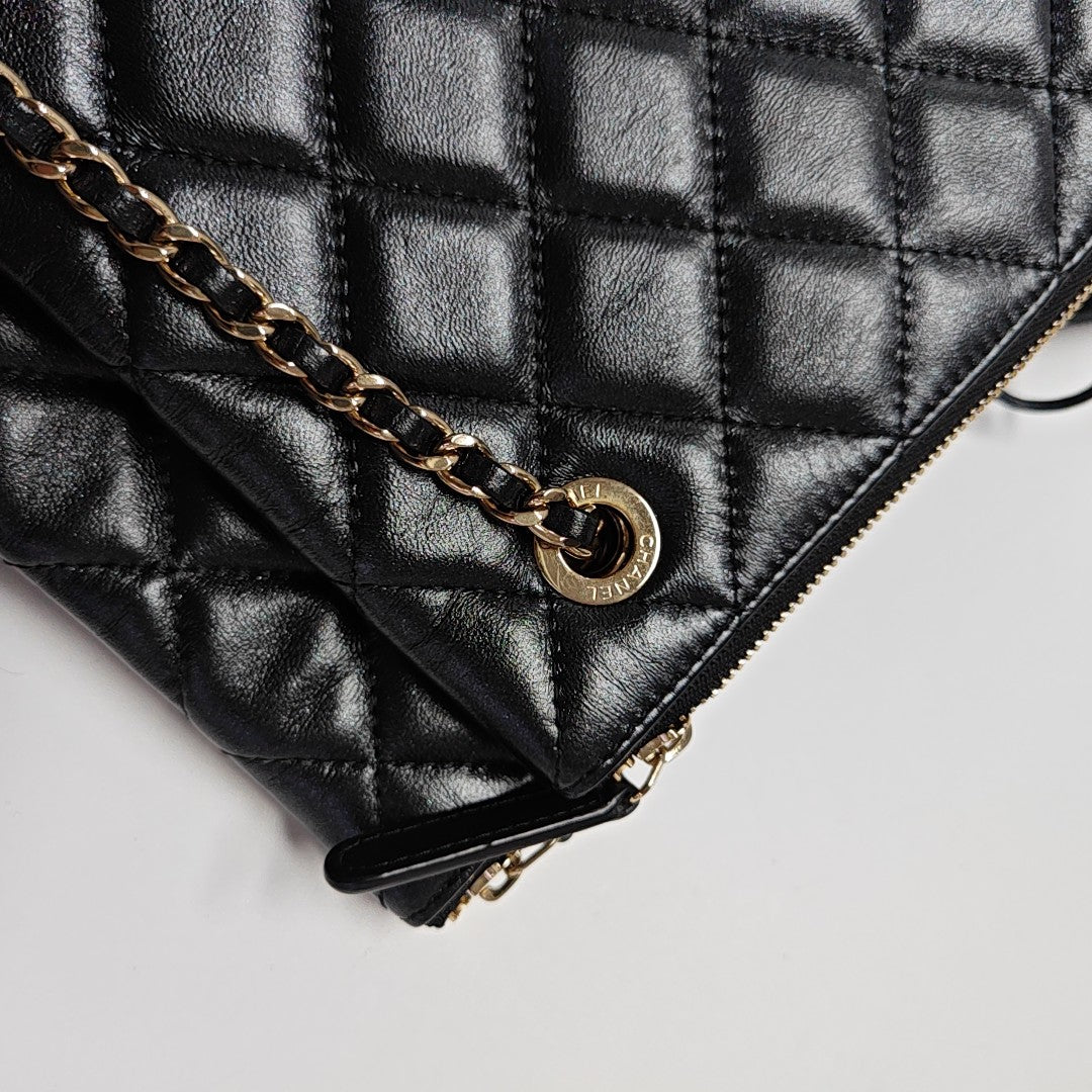 Quilted Calfskin Shoulder Bag Black