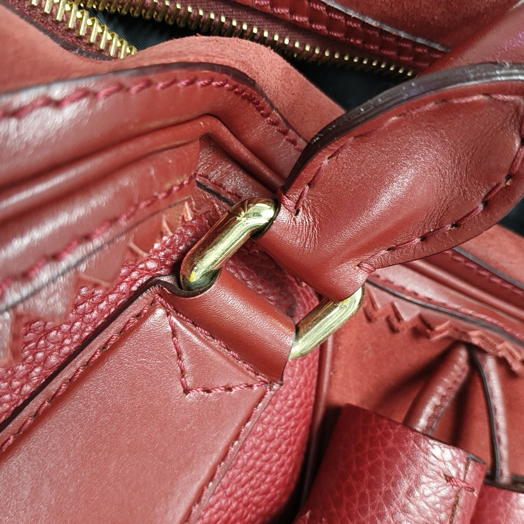 Leather Shoulder Bag Red