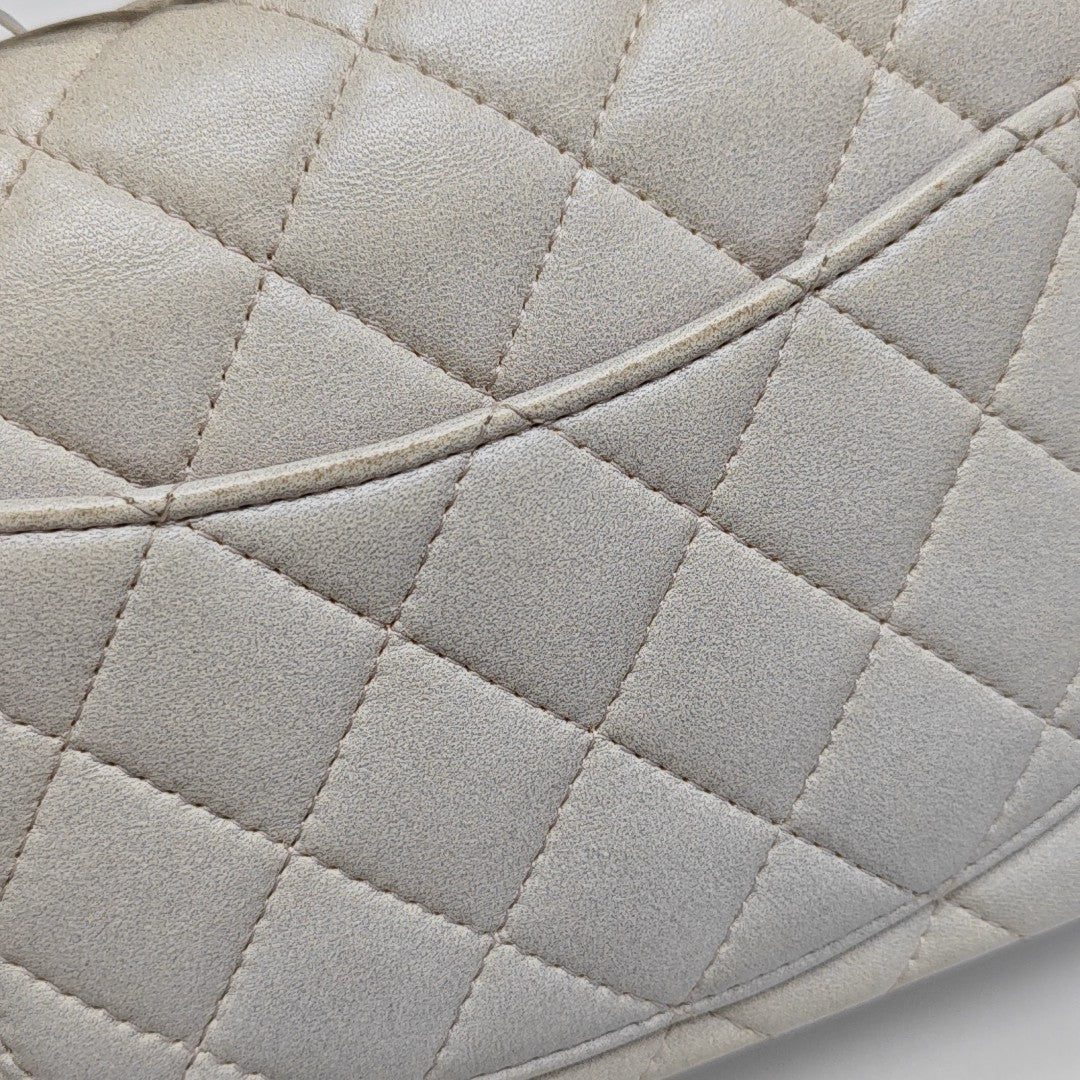 Quilted Lambskin Shoulder Bag White
