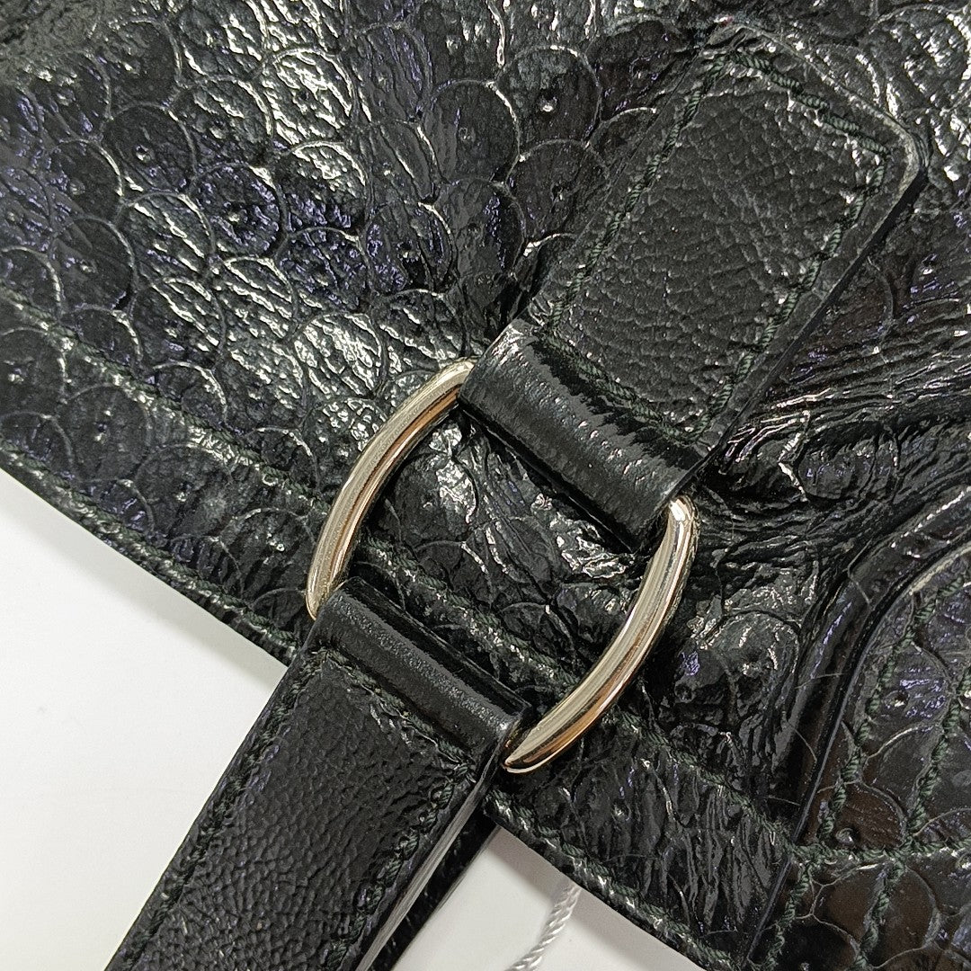 Patent Leather Top Handle Bag Black