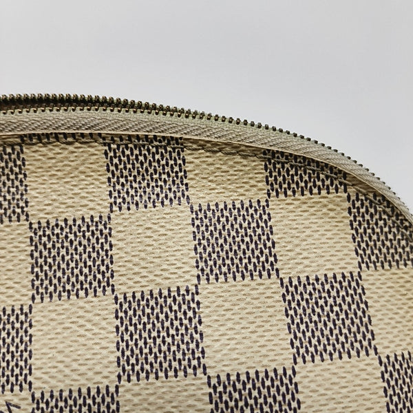 COSMETIC PM Damier Azur Coated Canvas White