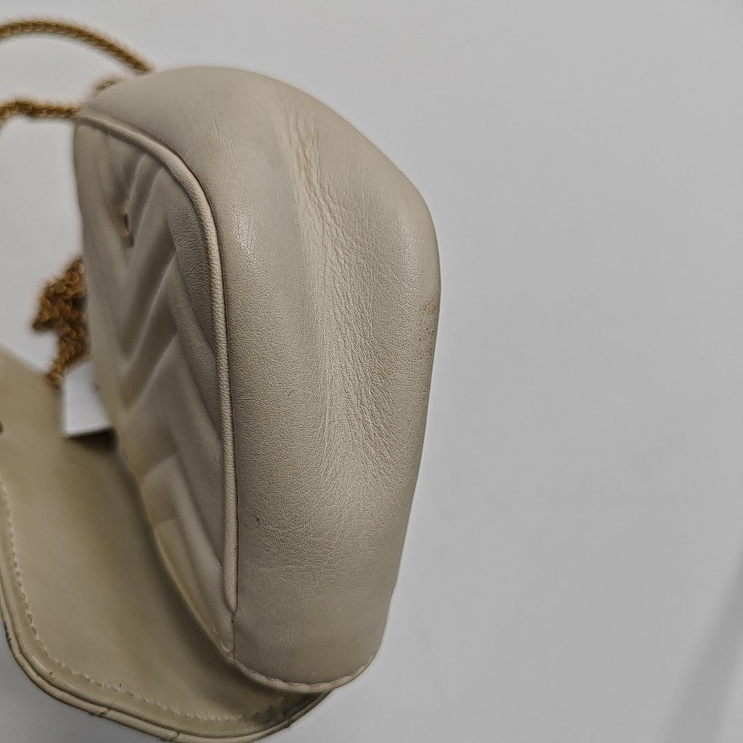 GG Marmont Mini Quilted Calfskin White