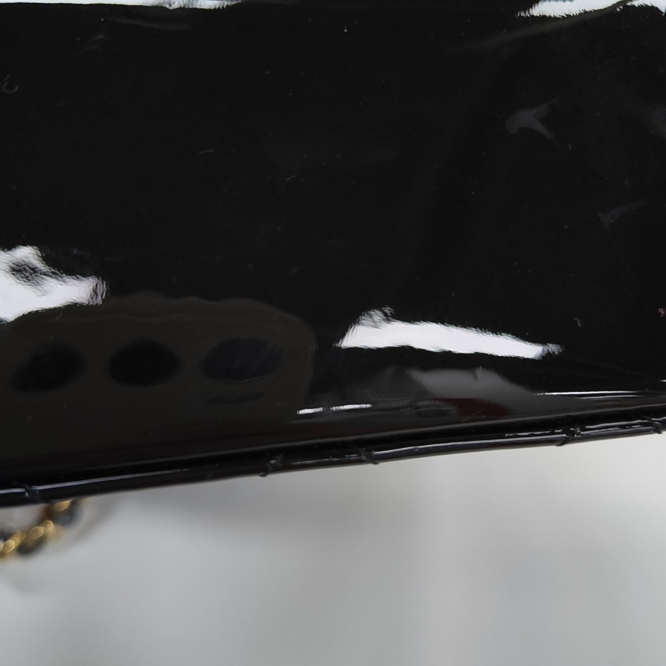 Quilted Patent Leather Shoulder Bag Black