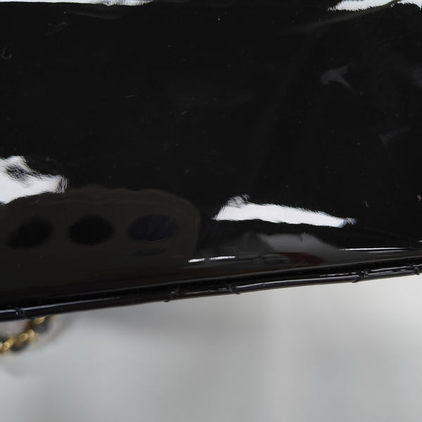 Quilted Patent Leather Shoulder Bag Black
