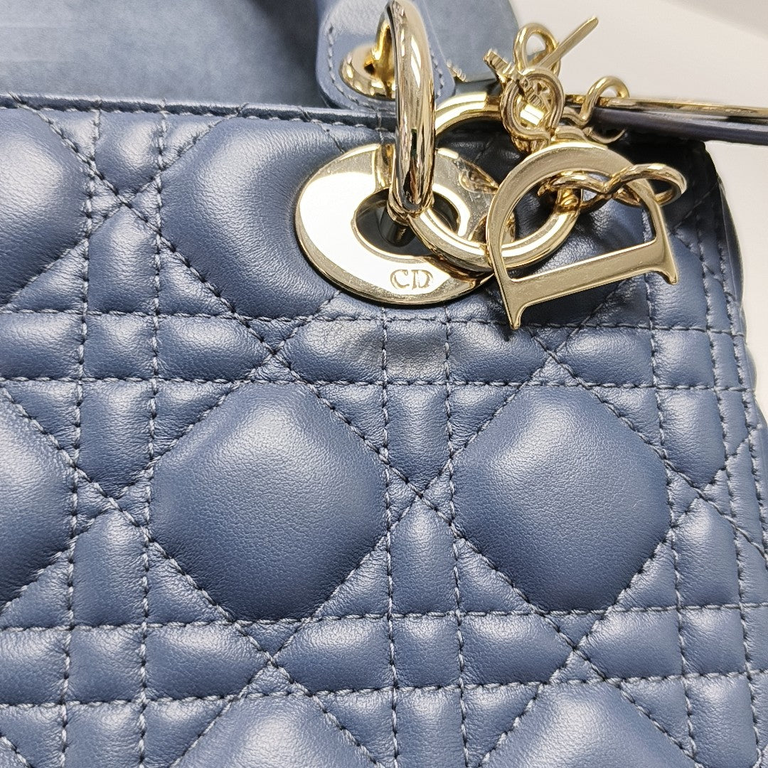 Lady Dior Medium Cannage Lambskin Blue