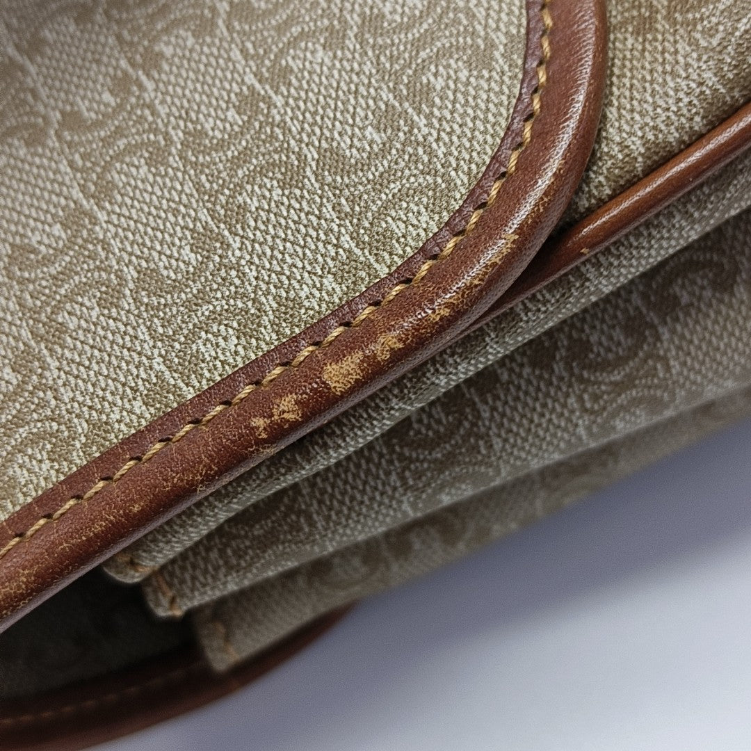 Coated Canvas Top Handle Bag Brown