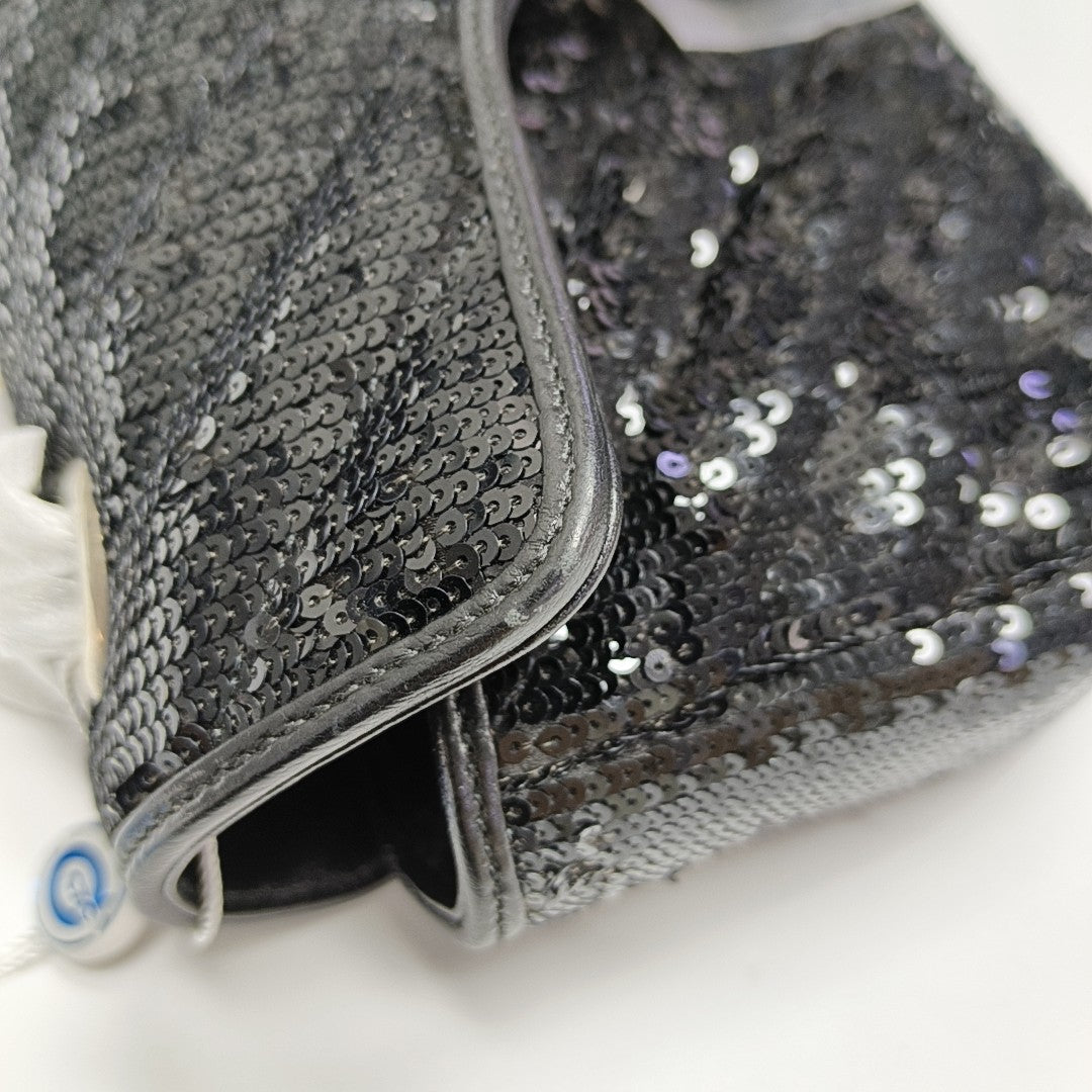 GG Marmont Small Quilted Sequins Black