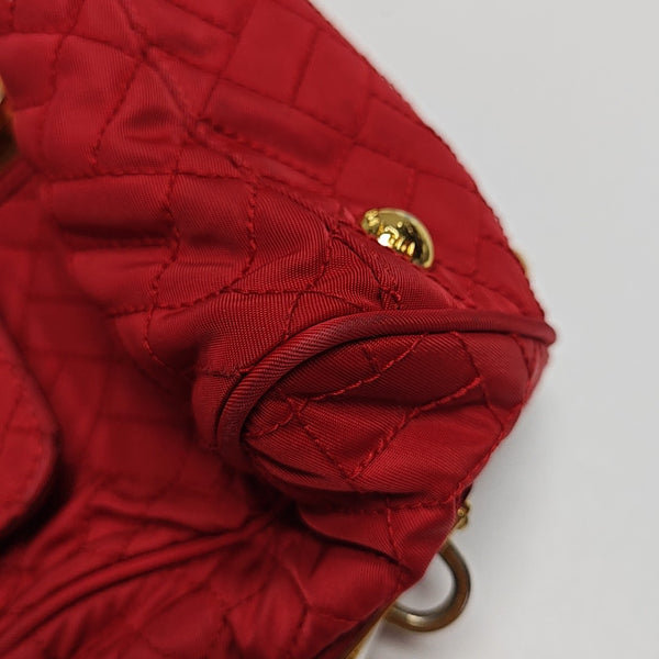 Quilted Nylon Shoulder Bag Red