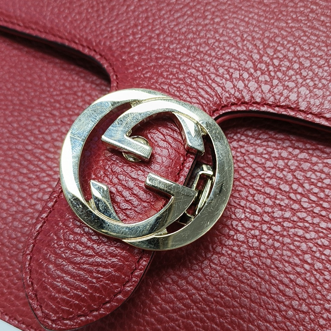 Interlocking G Large Calfskin Red