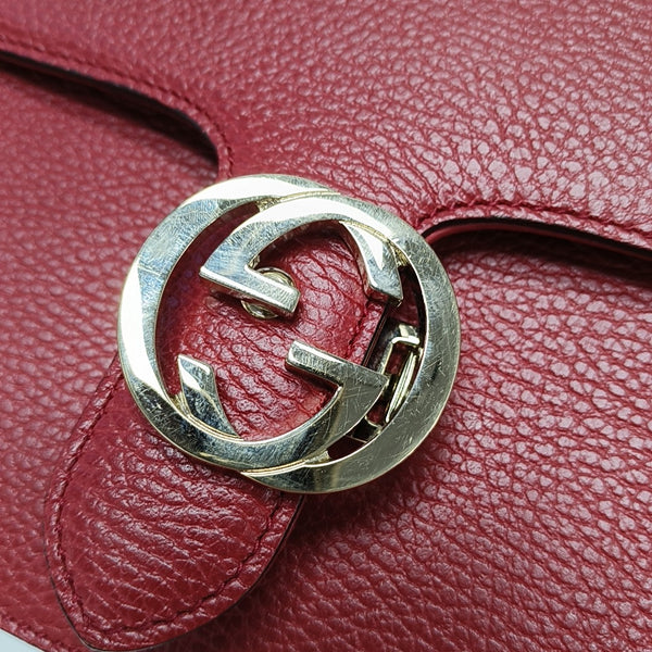 Interlocking G Large Calfskin Red