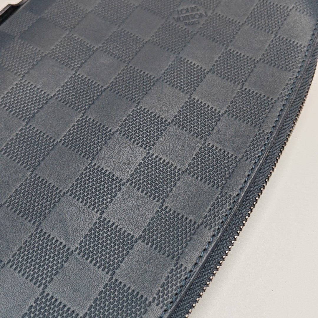 ATOLL Damier Calfskin Blue Wallet