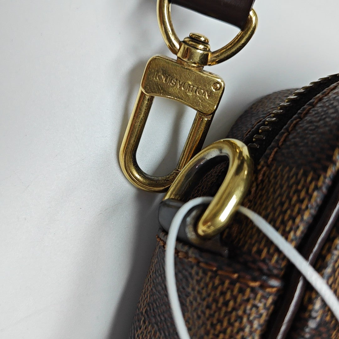 MACAO Damier Ebene Coated Canvas Brown