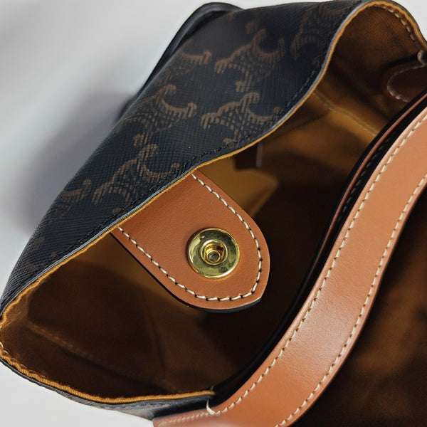 Coated Canvas Bucket Bag Brown