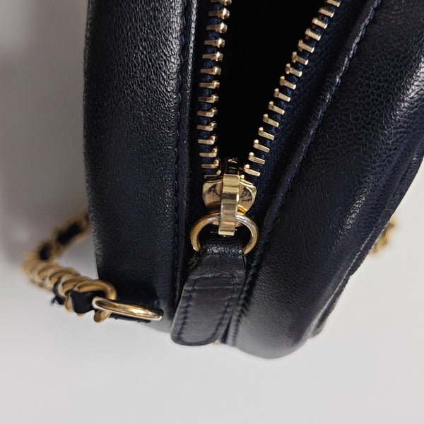 ROUND Quilted Lambskin Blue