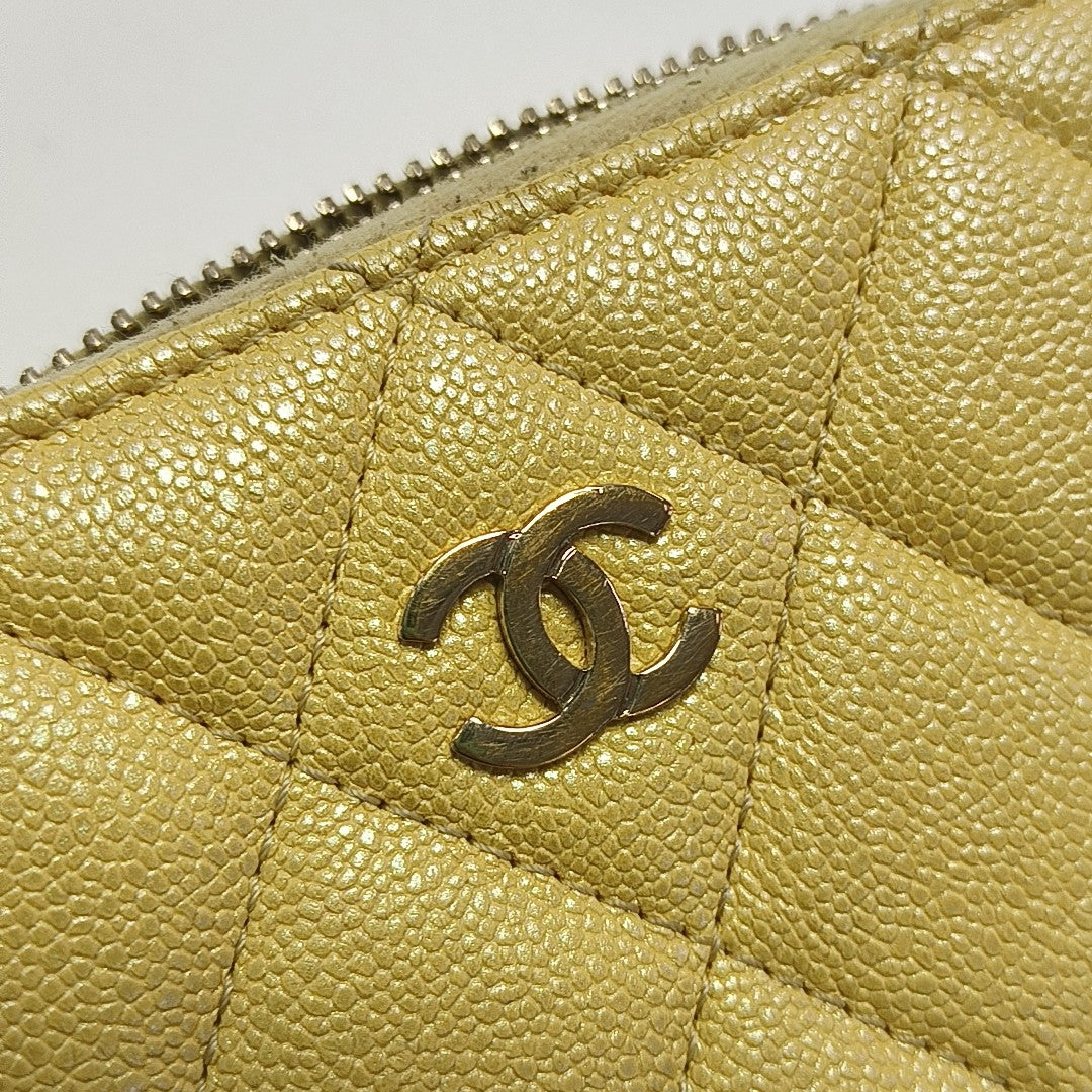 Quilted Grained Calfskin Wallet Yellow