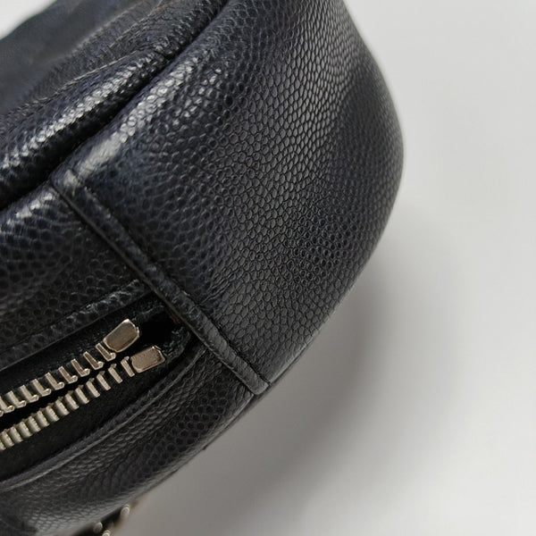 ROUND Quilted Grained Calfskin Black