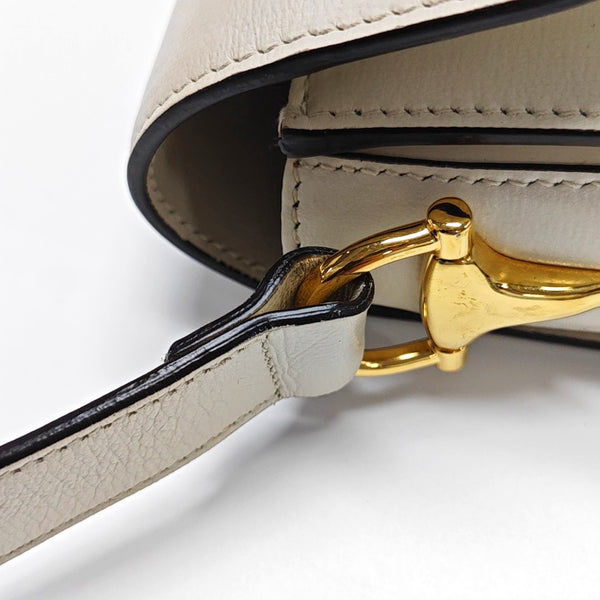 Authenticated pre-owned  Horsebit 1955 Small Calfskin White - Shoulder Bag at Looply