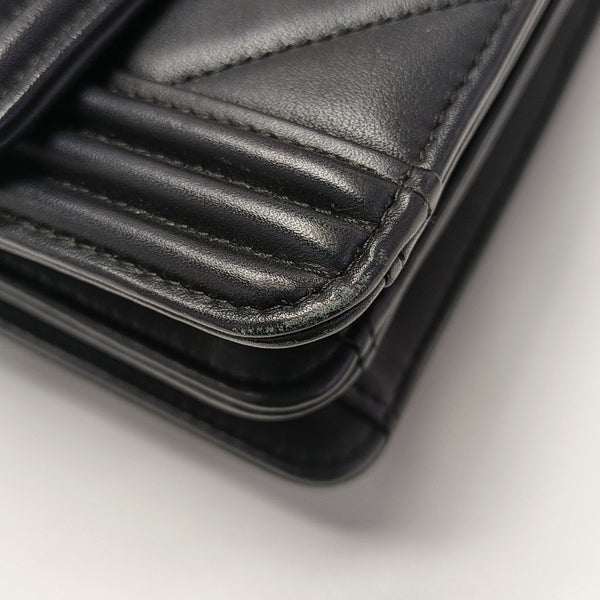 BOY CHANEL Mini Chevron Calfskin Black