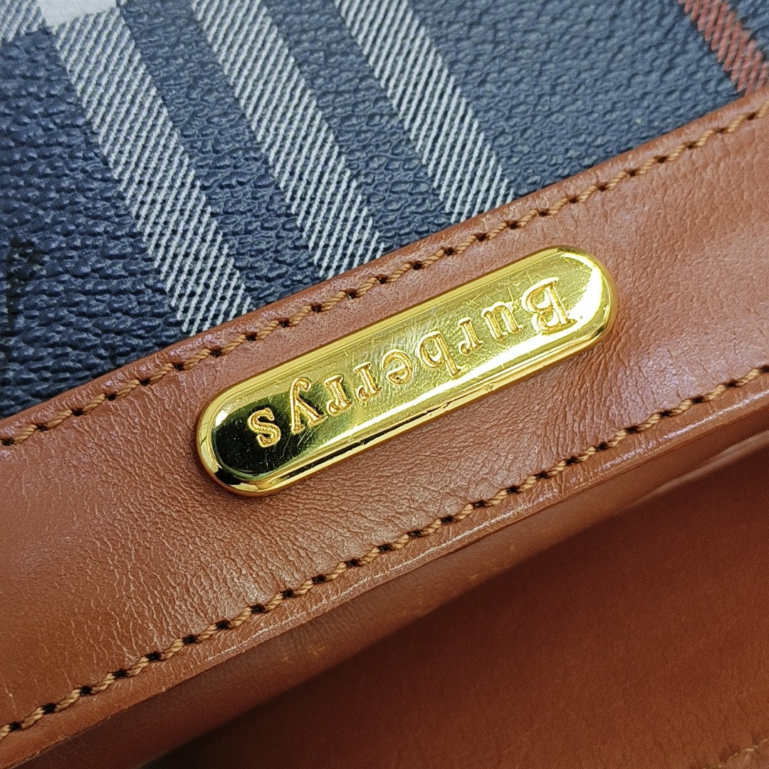Coated Canvas Shoulder Bag Blue
